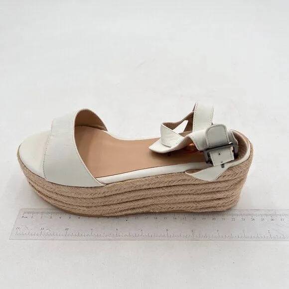 FSJ White Open Toe Platform Wedge High Heel Espadrilles Sandals Ankle Strap Shoe