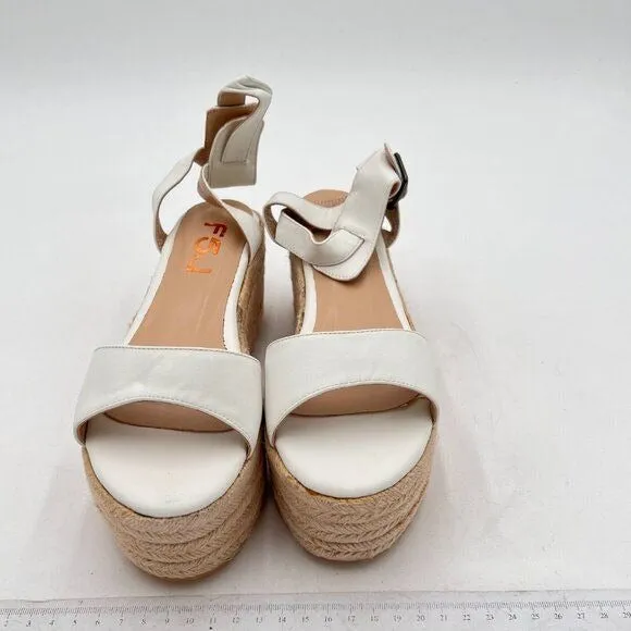 FSJ White Open Toe Platform Wedge High Heel Espadrilles Sandals Ankle Strap Shoe