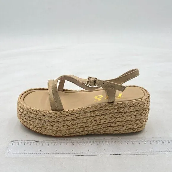 FYS Women Espadrilles Open Toe Platform Sandals Cross Strap Buckle Ankle Slingba