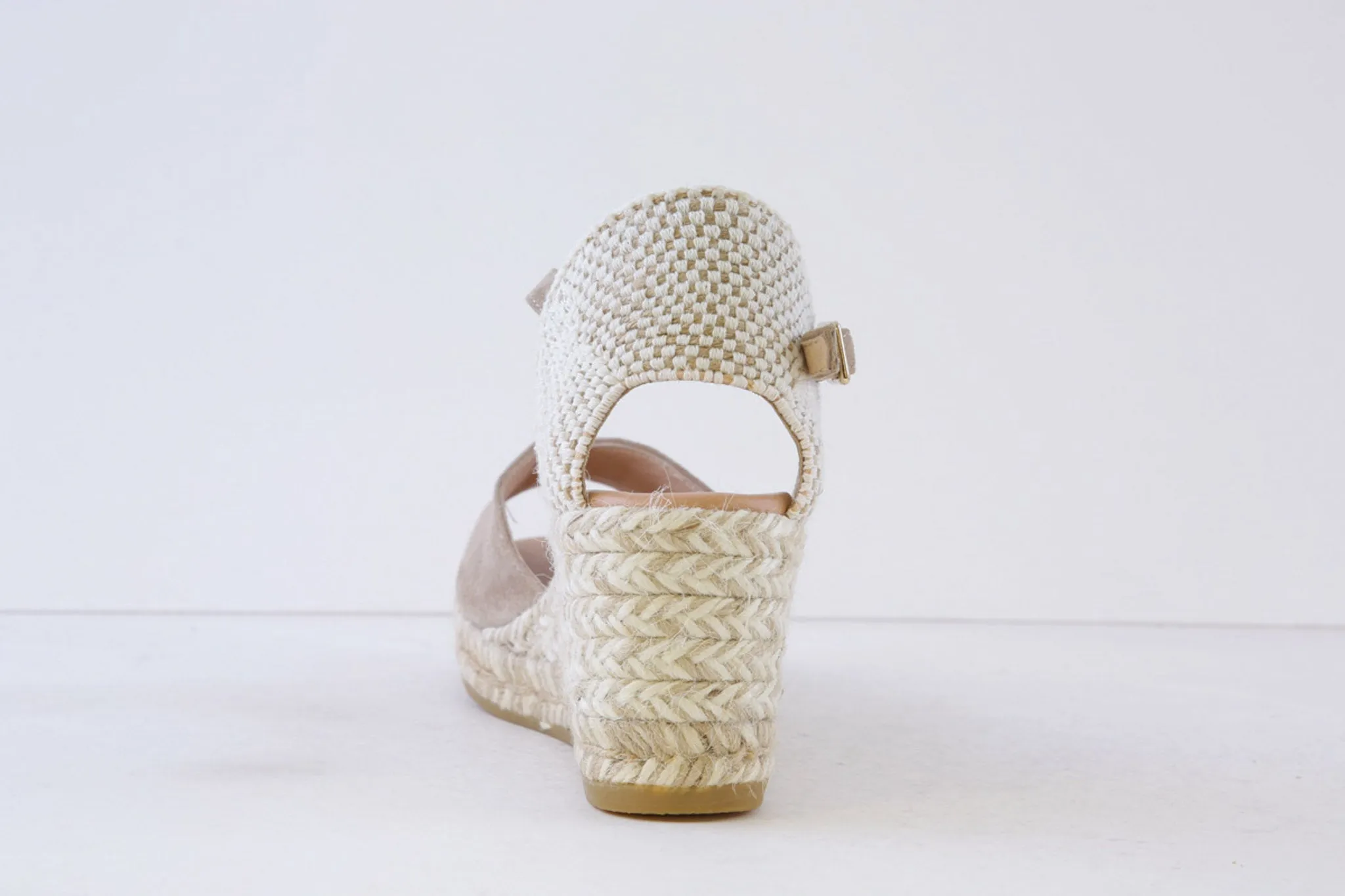 GAIMO - RONNY HIGH WEDGE PEEP-TOE SANDAL - BEIGE