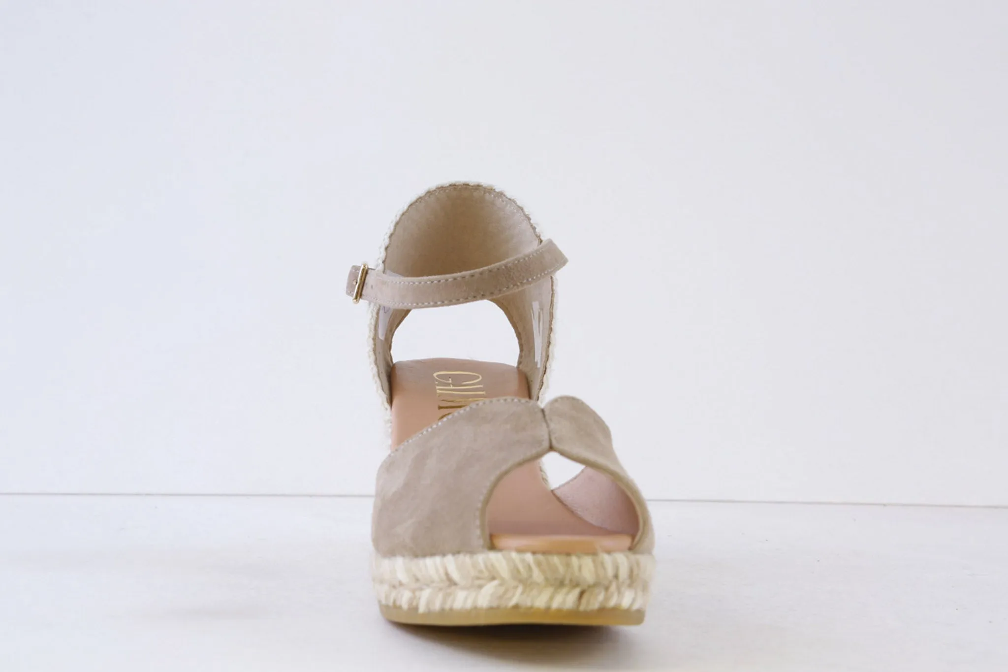 GAIMO - RONNY HIGH WEDGE PEEP-TOE SANDAL - BEIGE