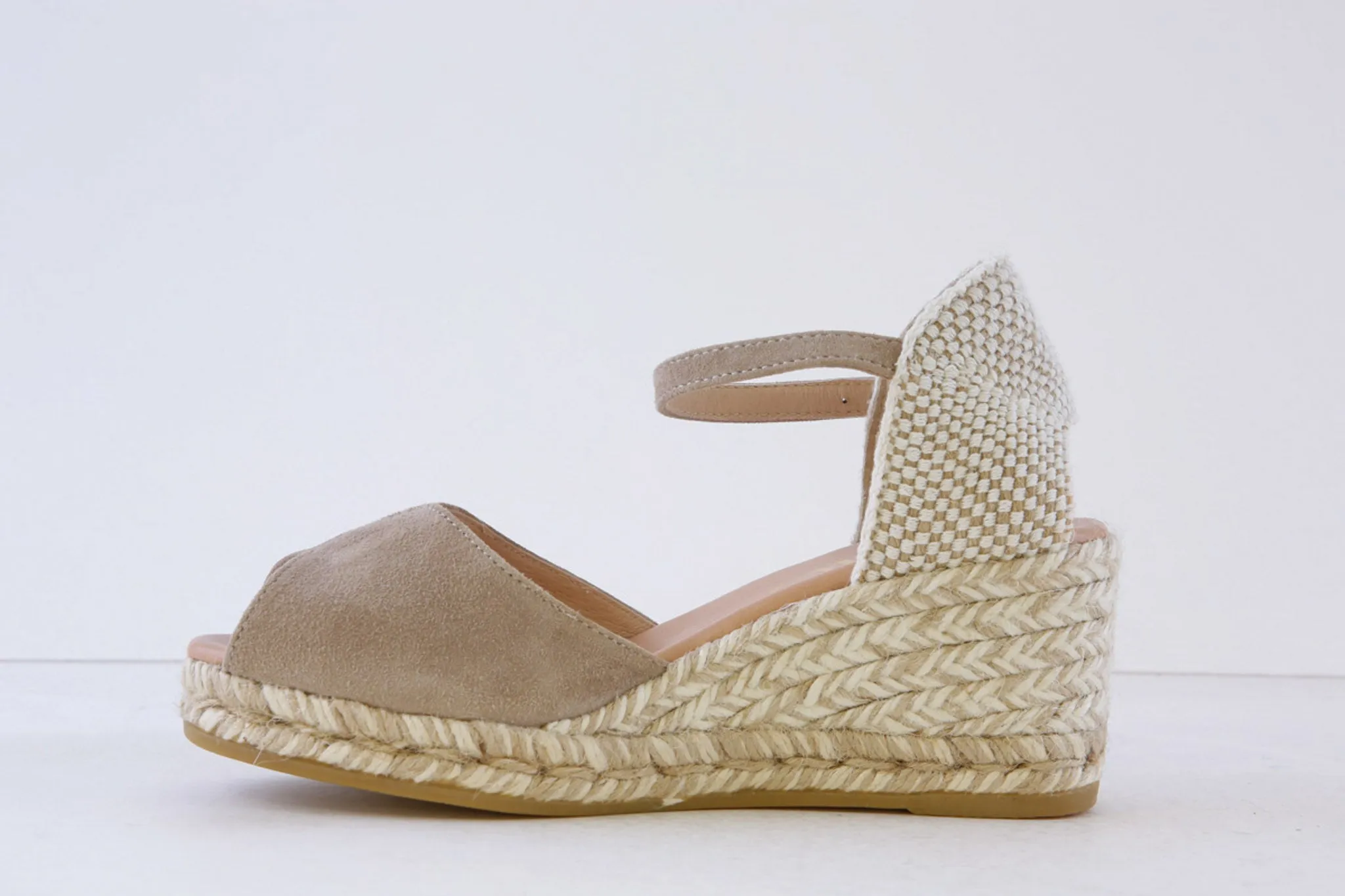 GAIMO - RONNY HIGH WEDGE PEEP-TOE SANDAL - BEIGE