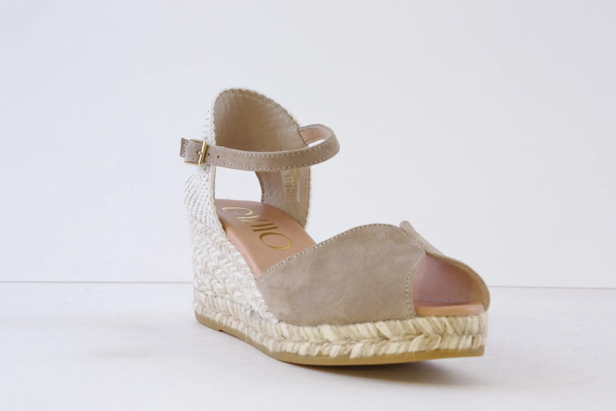 GAIMO - RONNY HIGH WEDGE PEEP-TOE SANDAL - BEIGE
