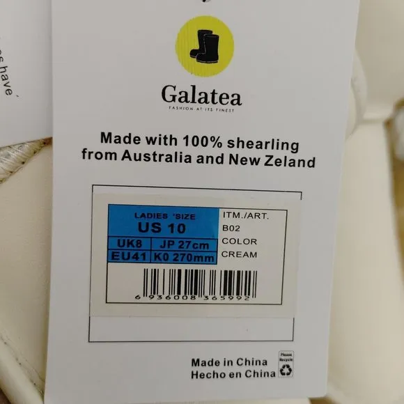 Galatea Winter Boots Made With 100% Australia Shearling Women's Size 10 …