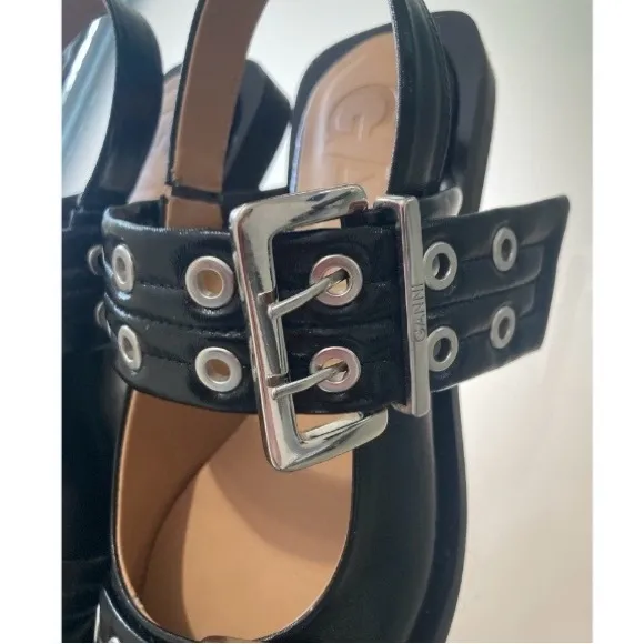 GANNI 🖤 Chunky Buckle Slingback Ballerina Flats
