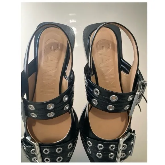 GANNI 🖤 Chunky Buckle Slingback Ballerina Flats