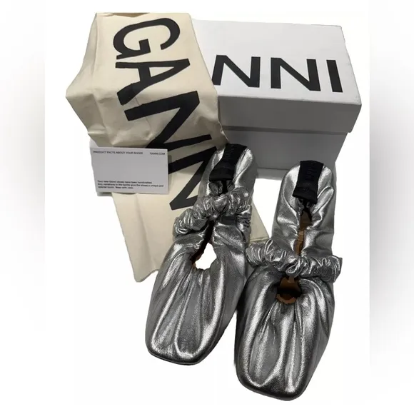 GANNI Silver Ballet Flats 7US