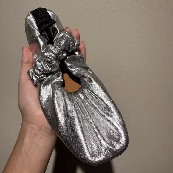GANNI Silver Ballet Flats 7US