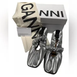GANNI Silver Ballet Flats 7US