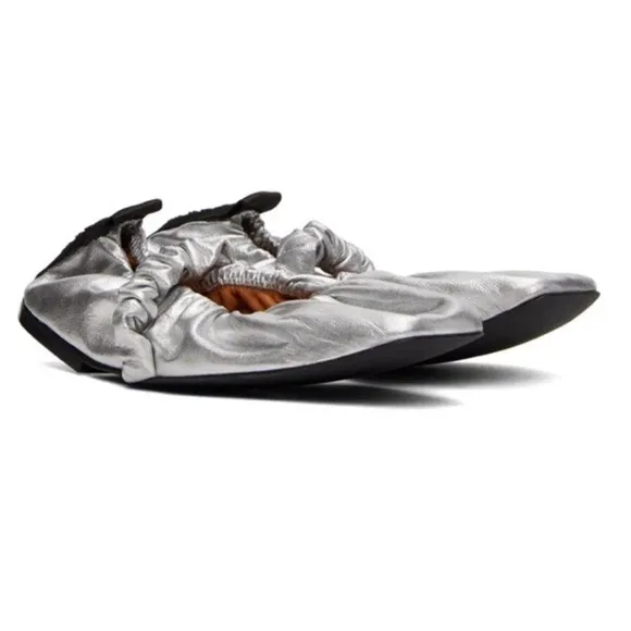 GANNI Silver Ballet Flats 7US