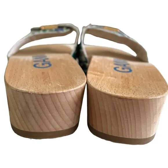 Ganni x Dr Scholls Slip On Pescura Heel Sandals Plaid Strap Blue NEW Size 9