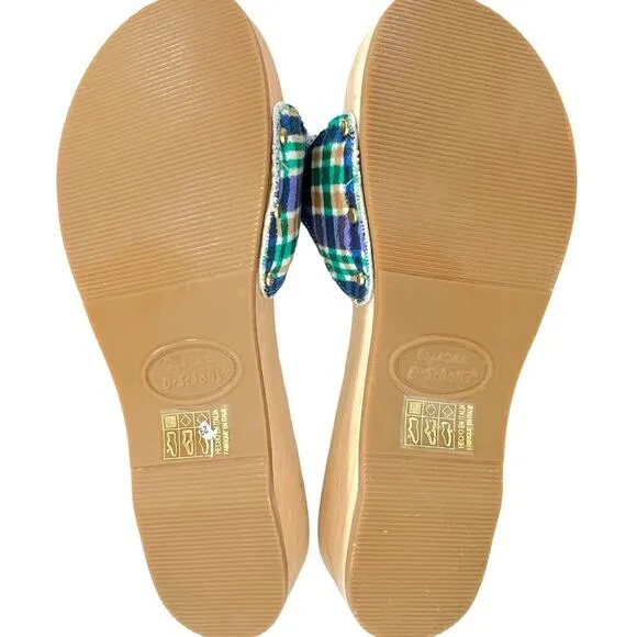 Ganni x Dr Scholls Slip On Pescura Heel Sandals Plaid Strap Blue NEW Size 9