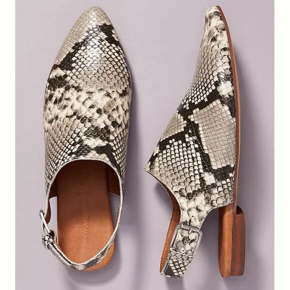 Gee Wawa for Anthropologie snakeskin Slingback flats sz 6