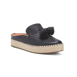 GENTLE SOULS Black Leather Rory Espadrille Flats