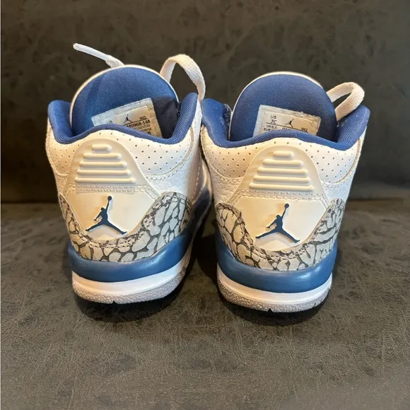 GENTLY USED Jordan 3 Retro White and Blue Sneakers