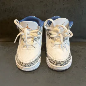 GENTLY USED Jordan 3 Retro White and Blue Sneakers