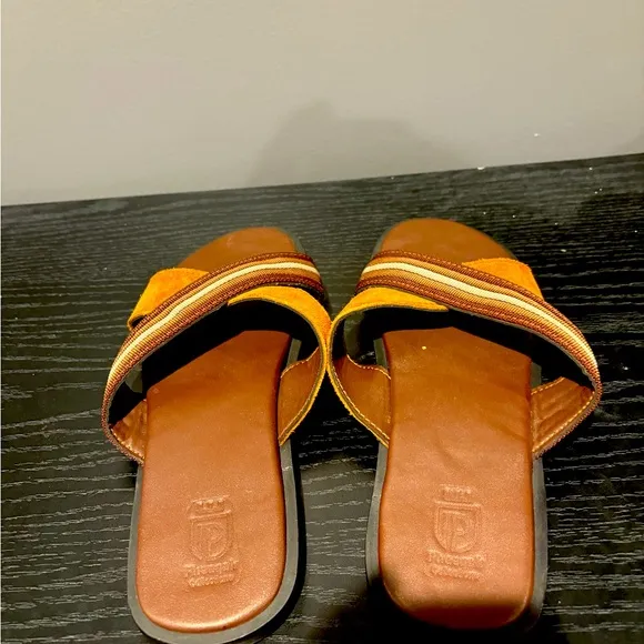 Genuine Handmade Men's  Sandals Brown  &amp; Orange - Size 10