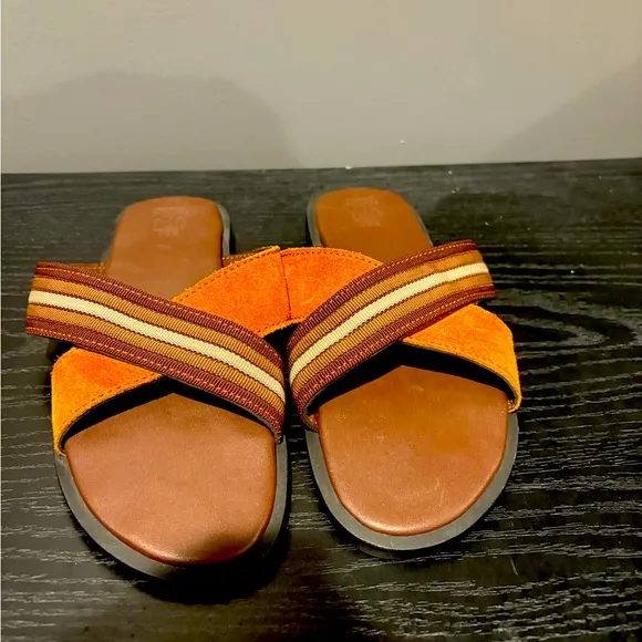 Genuine Handmade Men's  Sandals Brown  &amp; Orange - Size 10