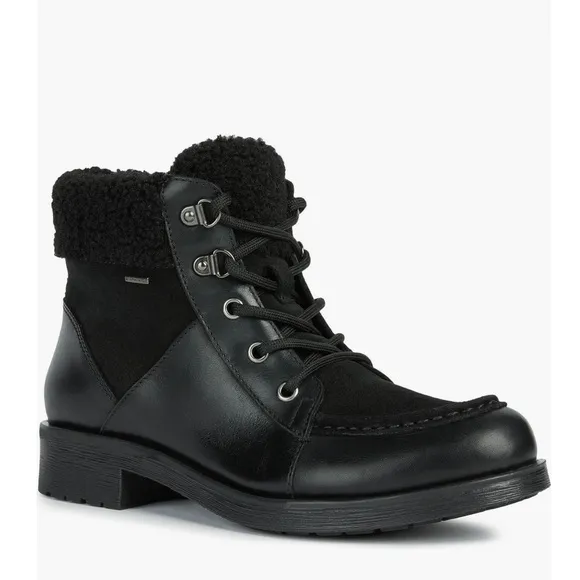 GEOX Rawelle ABX Faux Shearling Trimmed Waterproof Boots, US8 EU38 NEW in Box