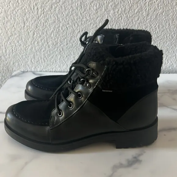GEOX Rawelle ABX Faux Shearling Trimmed Waterproof Boots, US8 EU38 NEW in Box