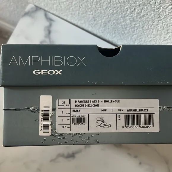 GEOX Rawelle ABX Faux Shearling Trimmed Waterproof Boots, US8 EU38 NEW in Box