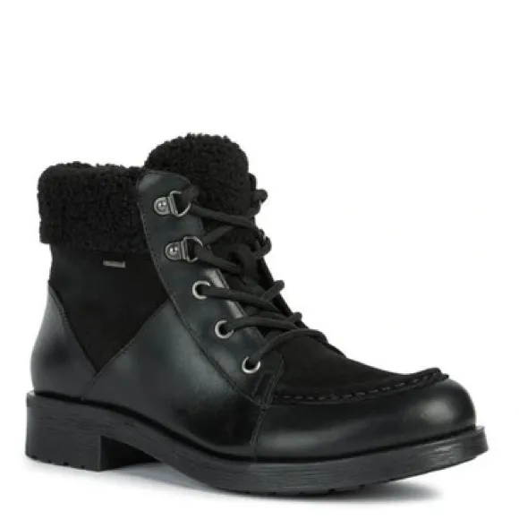GEOX Rawelle ABX Faux Shearling Trimmed Waterproof Boots, US8 EU38 NEW in Box