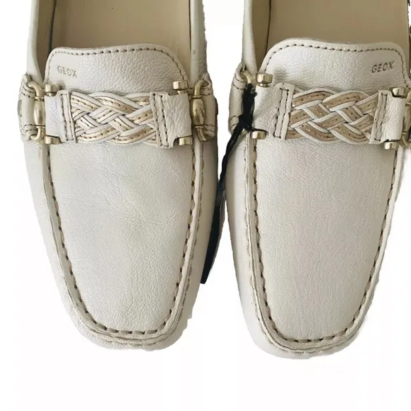 Geox Respira   Grip Leather Loafers Women Size US 8 EU 38 White Slip On Casual