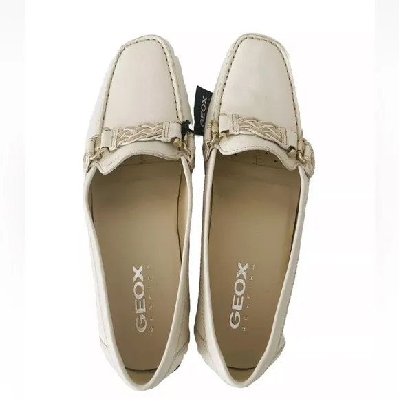 Geox Respira   Grip Leather Loafers Women Size US 8 EU 38 White Slip On Casual