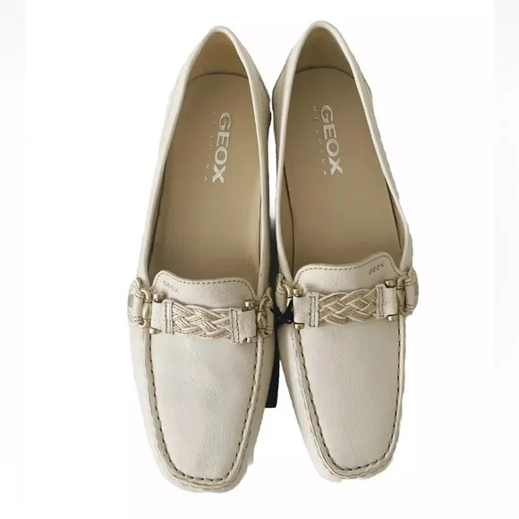 Geox Respira   Grip Leather Loafers Women Size US 8 EU 38 White Slip On Casual