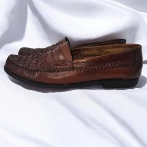 G.H. Bass &amp; Co Leather Woven Penny Loafers Mens Dress Shoes Slip On Brown 12M