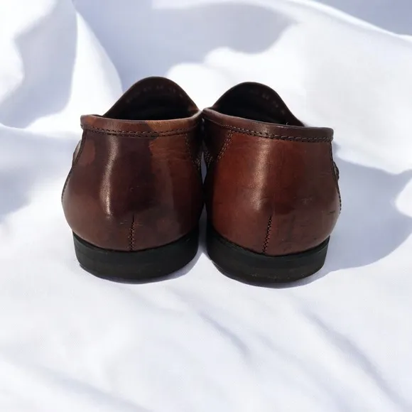 G.H. Bass &amp; Co Leather Woven Penny Loafers Mens Dress Shoes Slip On Brown 12M