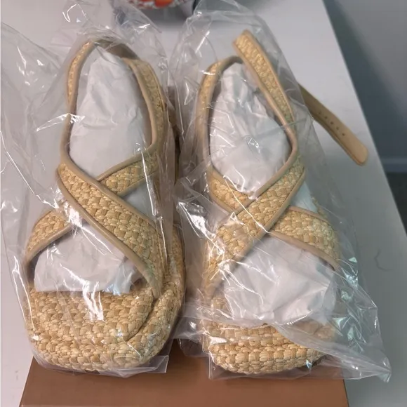 Gia Borghini Tan Sporty Sandals with Platform Sole