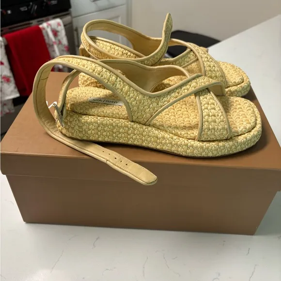 Gia Borghini Tan Sporty Sandals with Platform Sole