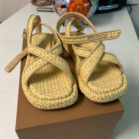 Gia Borghini Tan Sporty Sandals with Platform Sole