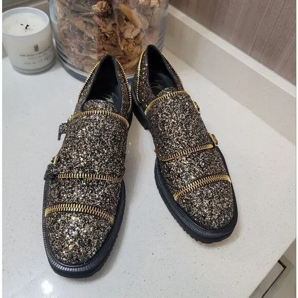 Giuseppe Zanotti Hilary Oxford Nero women's loafers US Size 40 New
