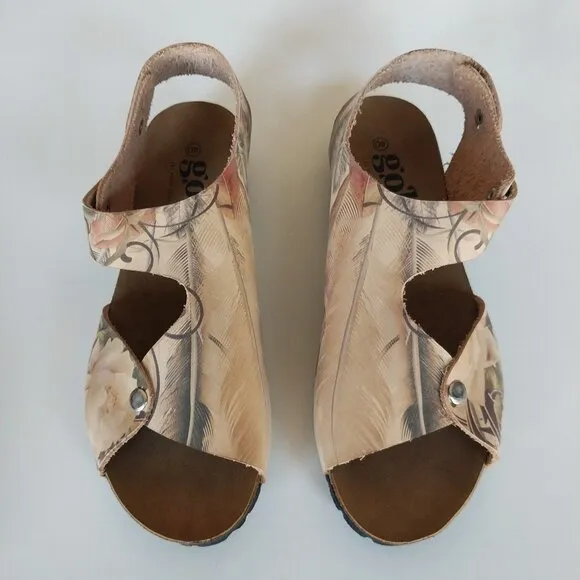 Goby Shoes - Genuine Leather Floral Strap Sandals