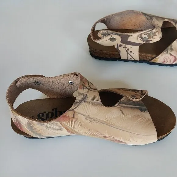 Goby Shoes - Genuine Leather Floral Strap Sandals