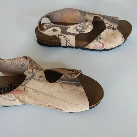 Goby Shoes - Genuine Leather Floral Strap Sandals