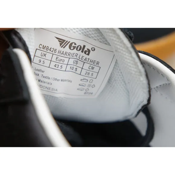 Gola Classics Harrier Leather Low Pro Retro Mens Sneakers Black White US 10.5