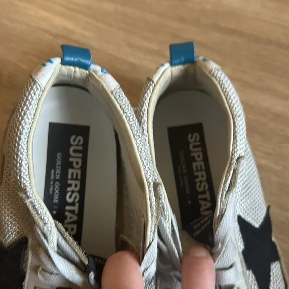 Golden Goose SUPERS Gray and Blue Sneakers