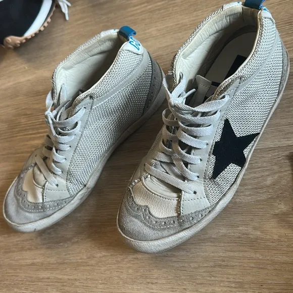 Golden Goose SUPERS Gray and Blue Sneakers