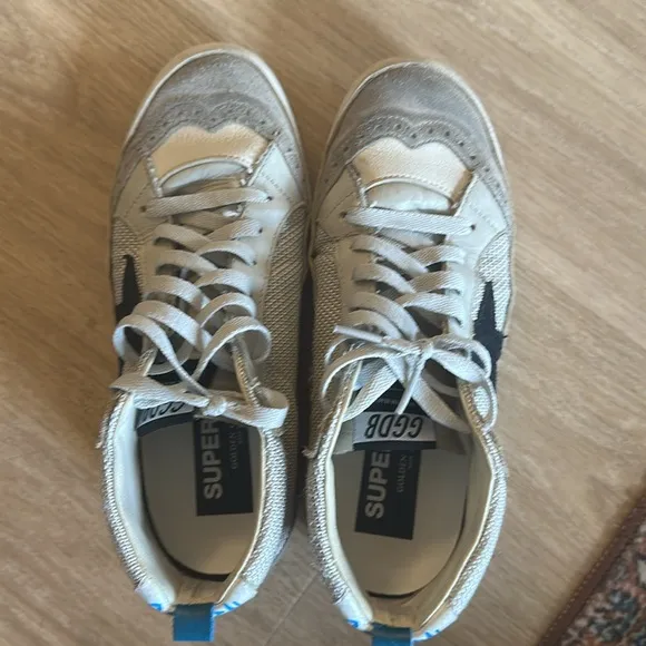 Golden Goose SUPERS Gray and Blue Sneakers