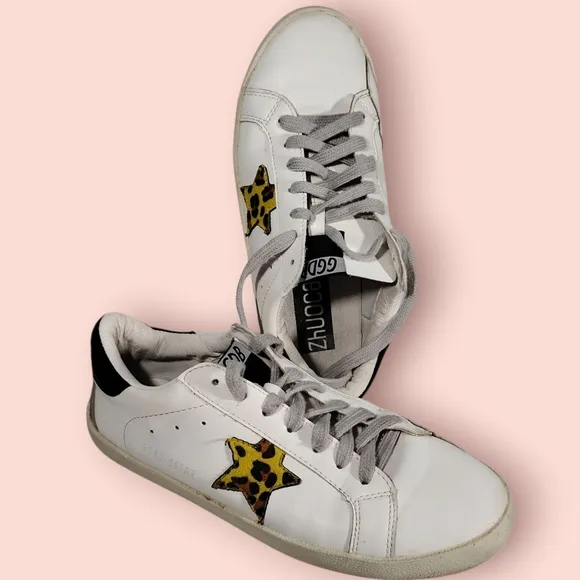 Golden Goose White and Brown Sneakers with Retro Design Size 40 Europe