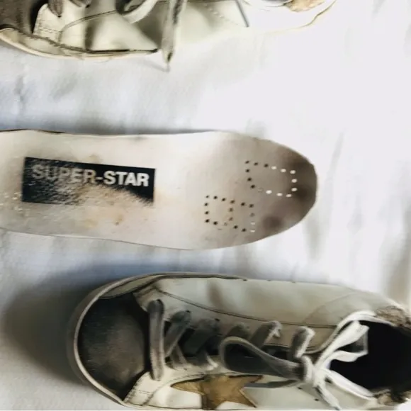 Golden Goose White and Brown Sneakers