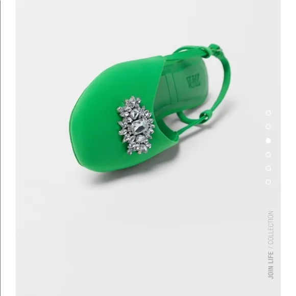 GORGEOUS ZARA NWT Bejeweled Slingback Ballet Flats Shoes