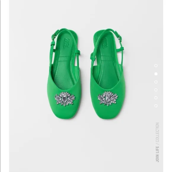 GORGEOUS ZARA NWT Bejeweled Slingback Ballet Flats Shoes