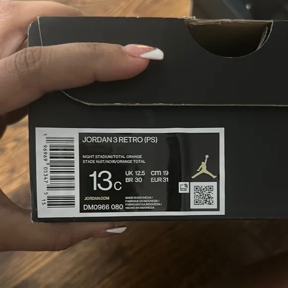 Gray and Black Jordan 3s kids Sneakers with Orange Accents