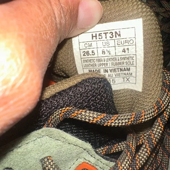 Green and Black Sneakers with Orange Accents