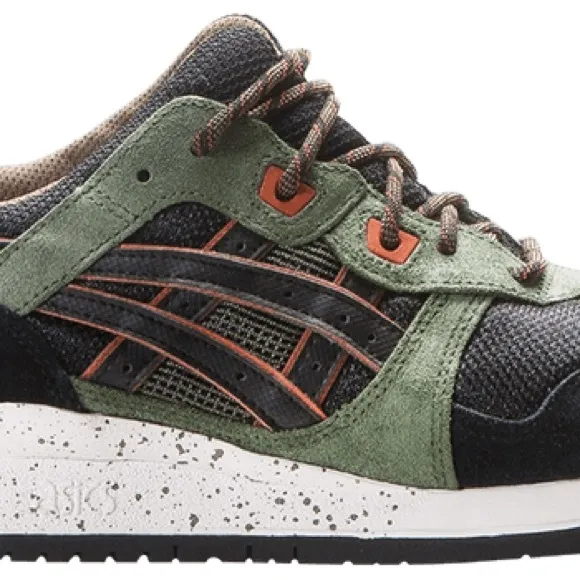 Green and Black Sneakers with Orange Accents