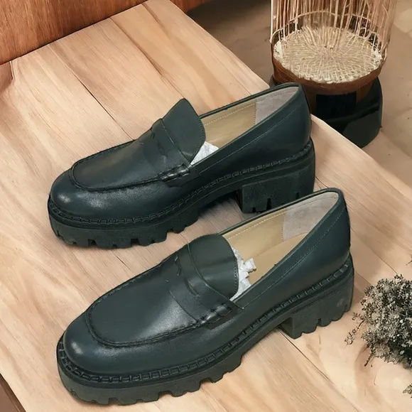 Green Leather Loafers by Joseph
